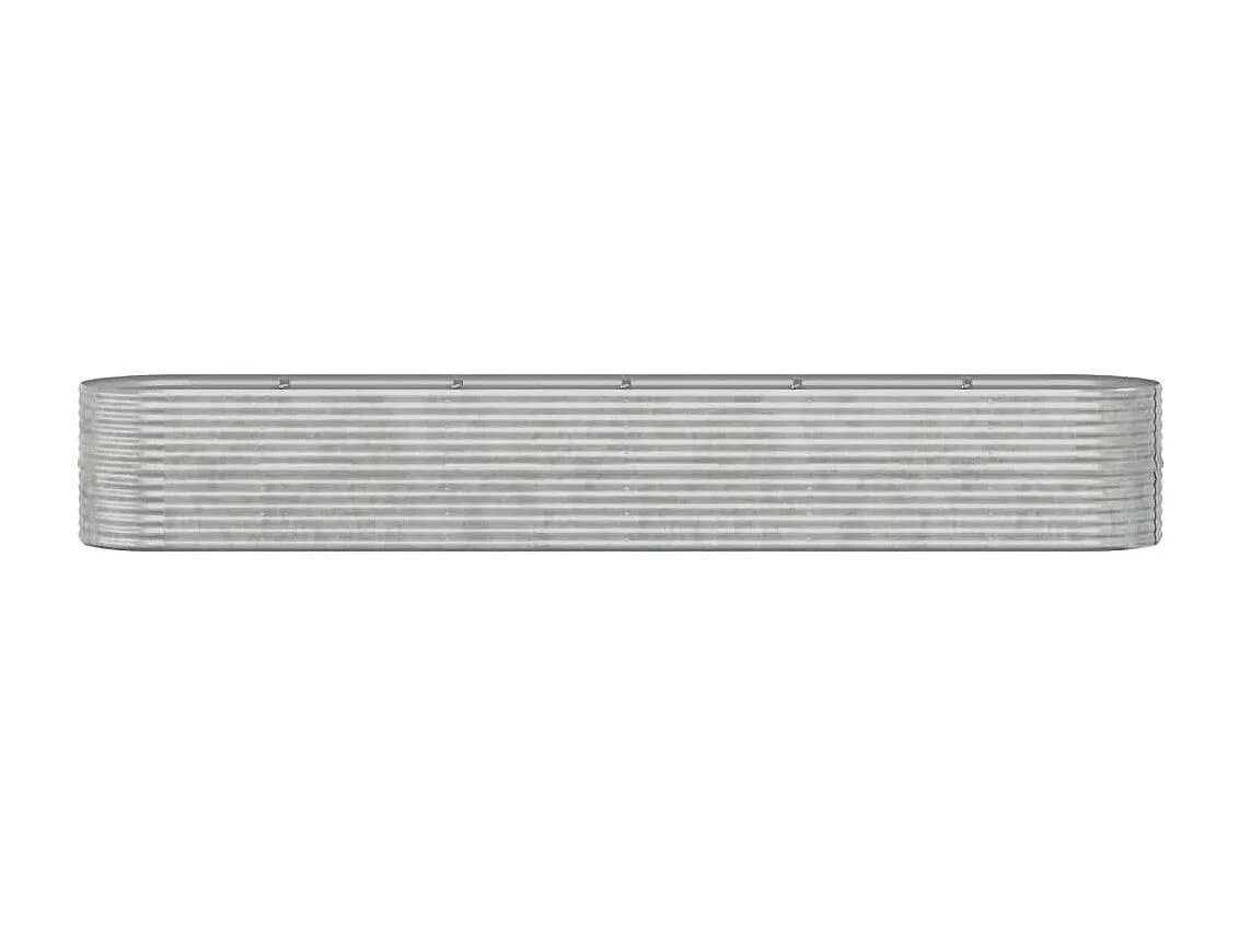 Canteiro elevado jardim 440x80x68cm aço revestido a pó prateado