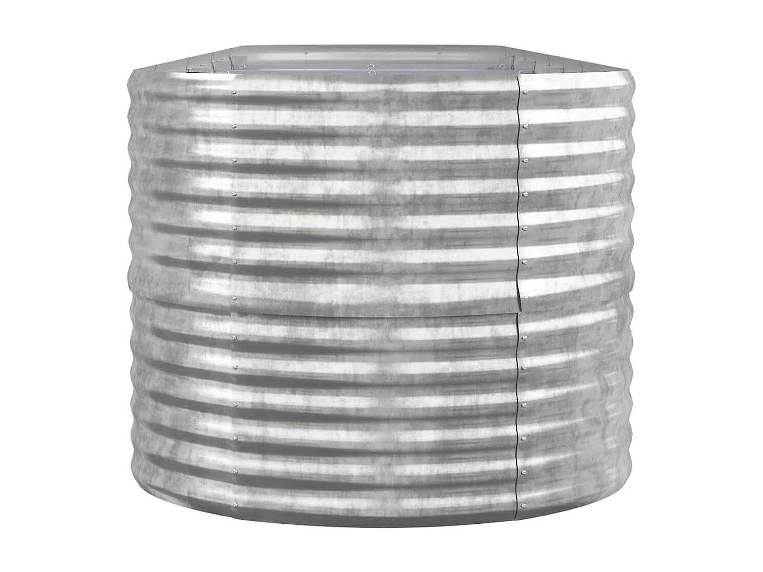 Canteiro elevado jardim 440x80x68cm aço revestido a pó prateado