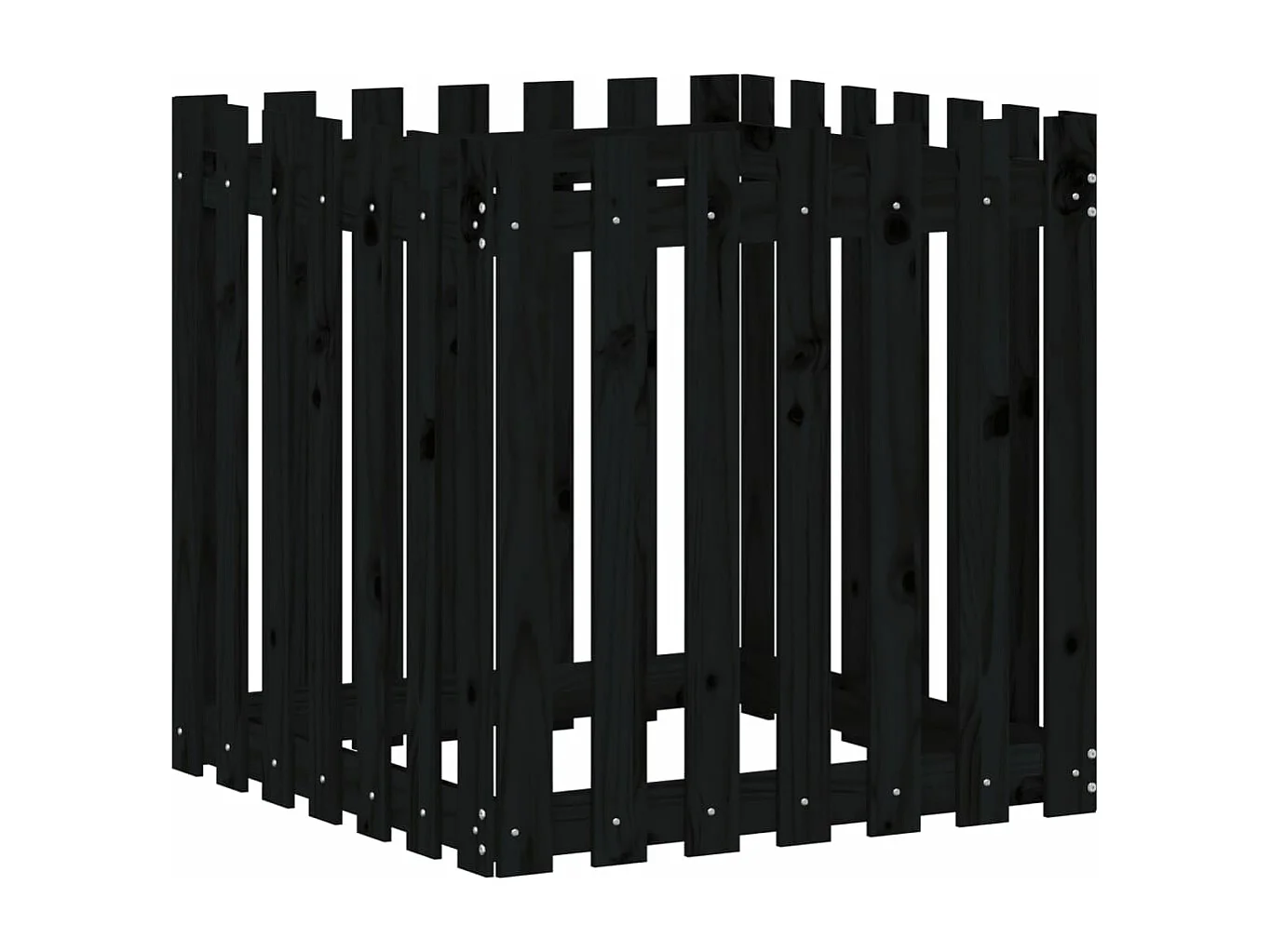 Jardinière avec design de clôture noir 70x70x70 cm pin massif