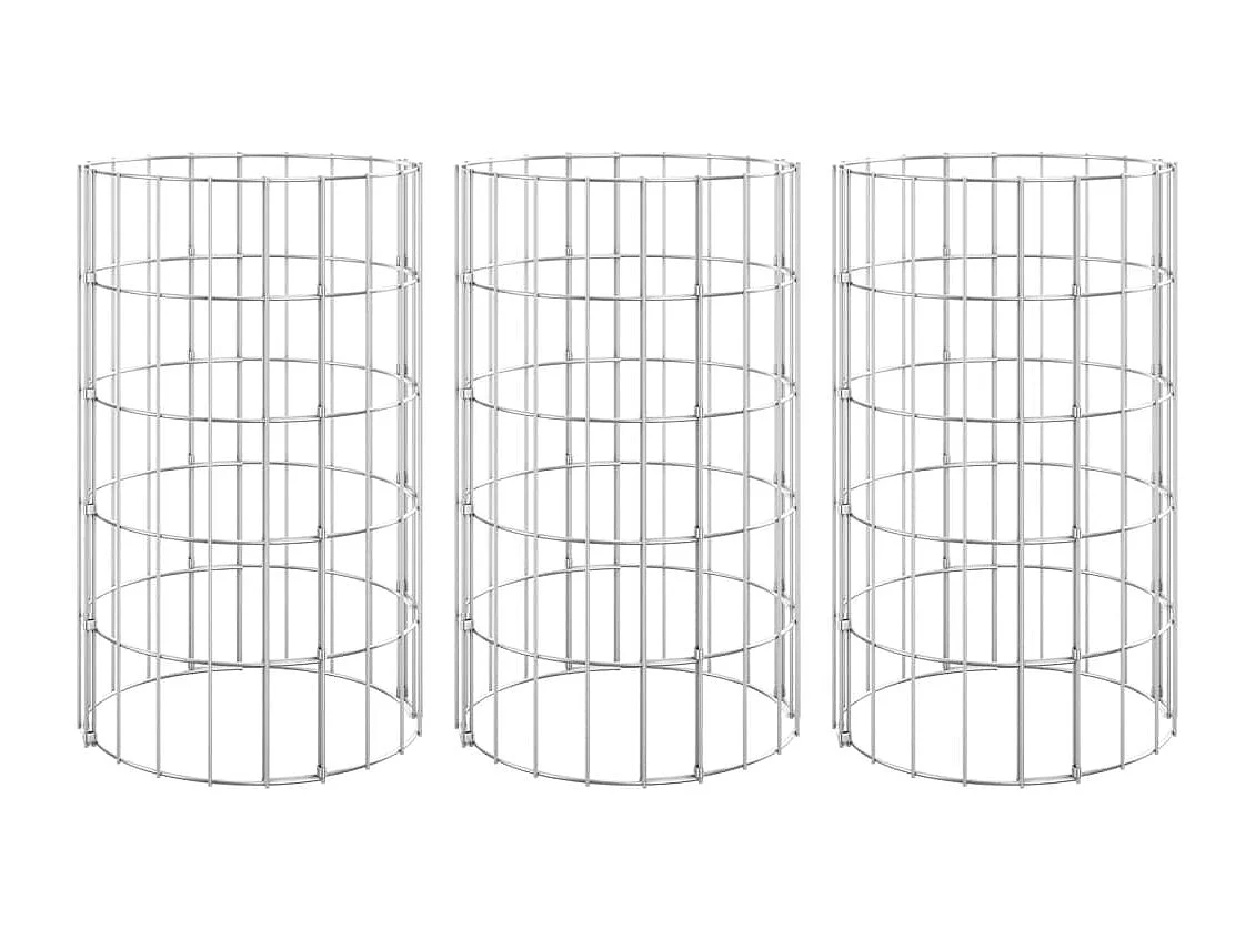 Arriate gaviones circular 3 unidades acero galvanizado Ø30x50 cm