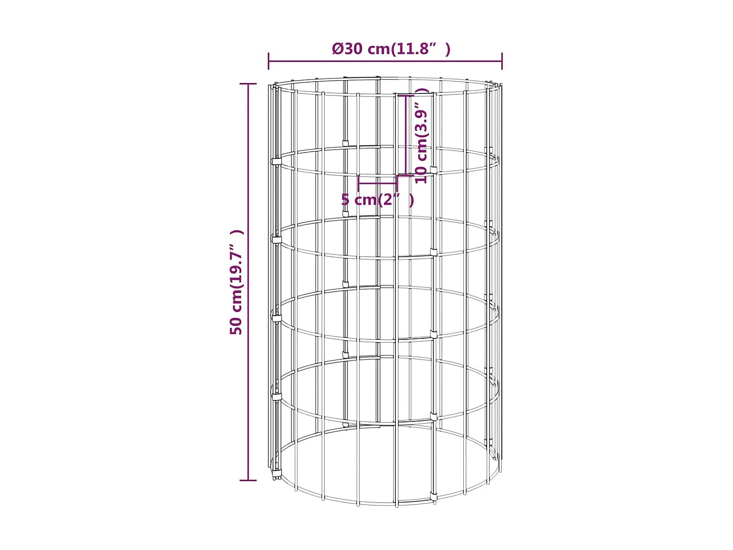 Arriate gaviones circular 3 unidades acero galvanizado Ø30x50 cm