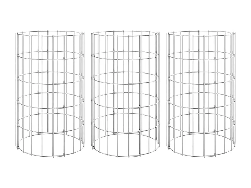 Arriate gaviones circular 3 unidades acero galvanizado Ø30x50 cm