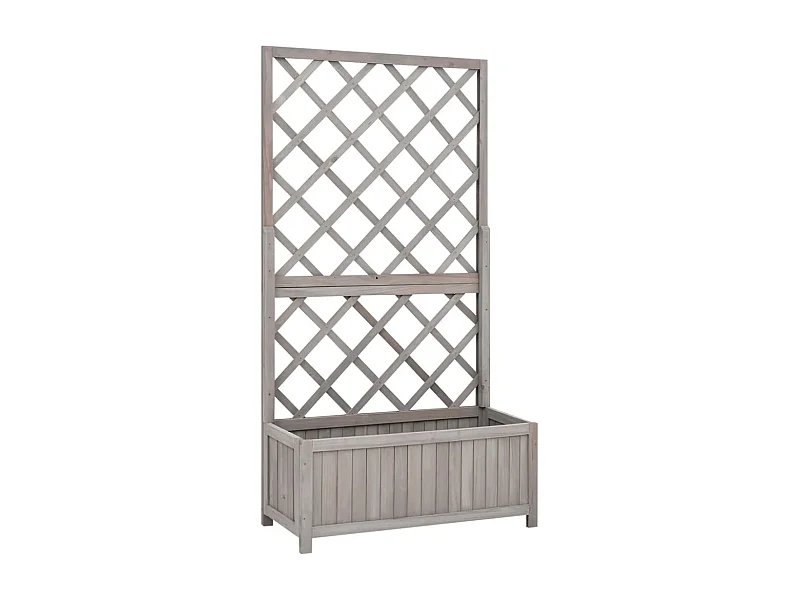 Jardinera enrejada de jardín madera de abeto gris 70x30x135 cm