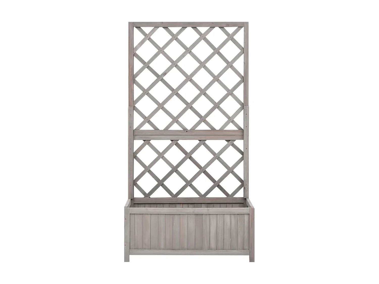 Jardinera enrejada de jardín madera de abeto gris 70x30x135 cm