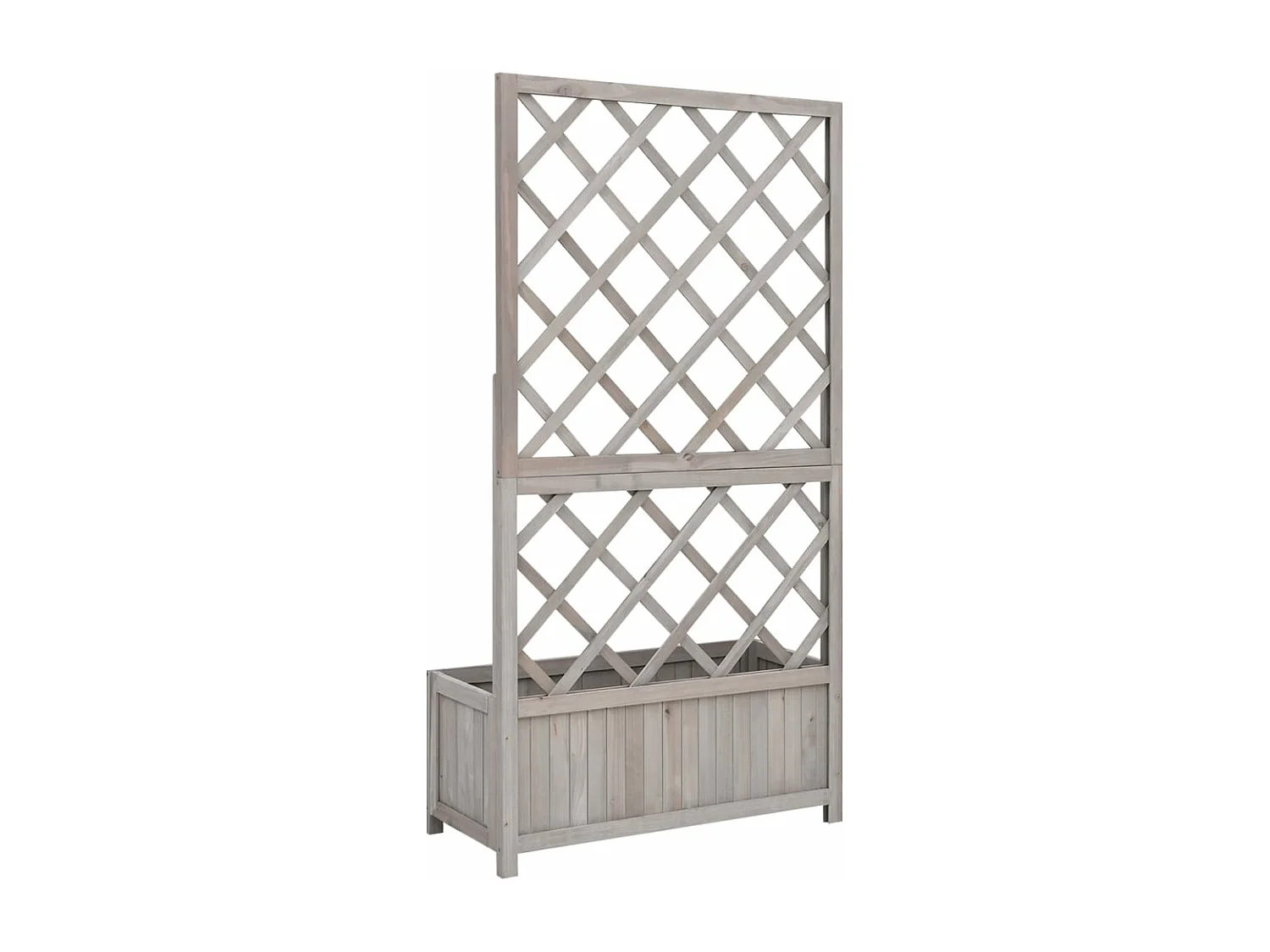 Jardinera enrejada de jardín madera de abeto gris 70x30x135 cm