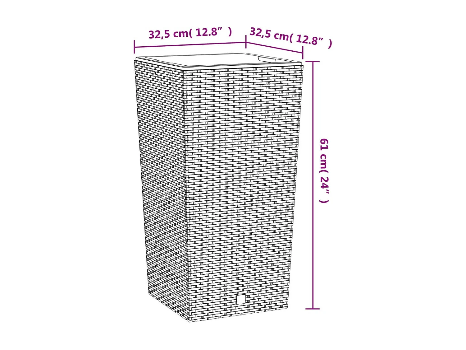 Jardinière et intérieur amovible blanc 21 /49 L rotin PP