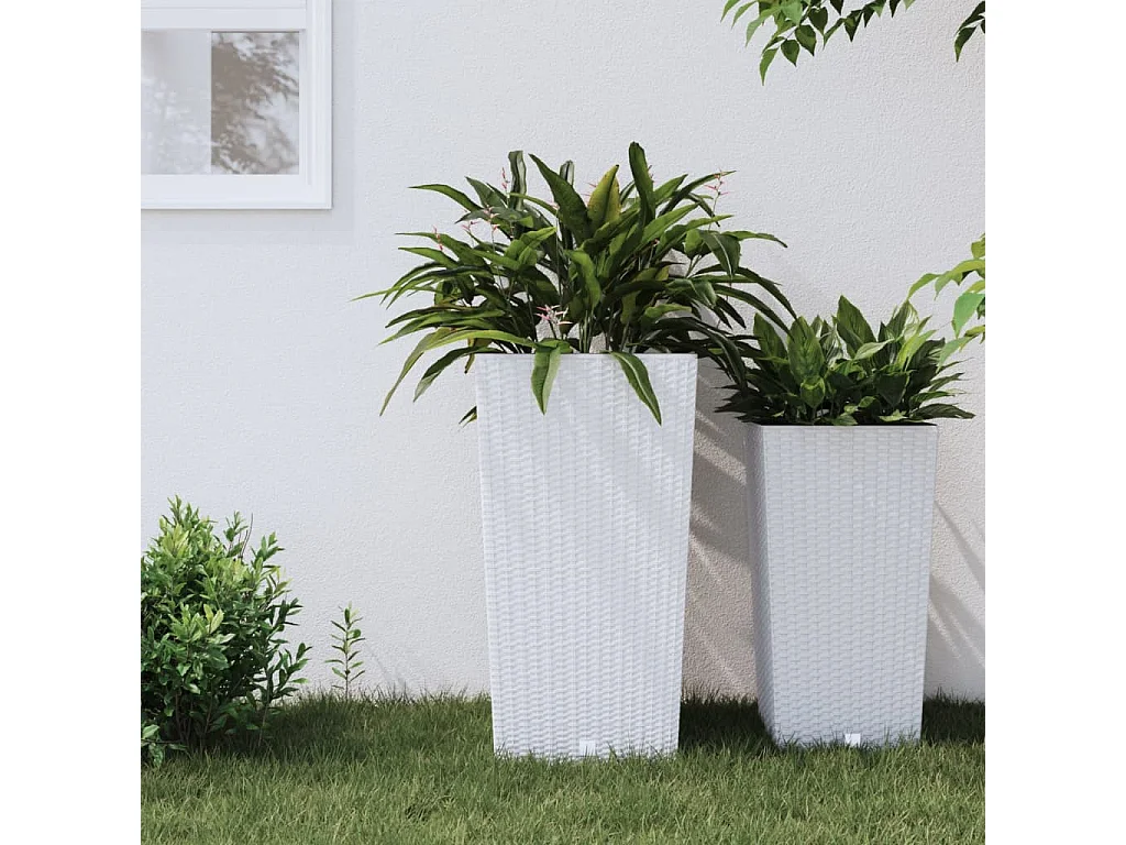 Jardinière et intérieur amovible blanc 21 /49 L rotin PP