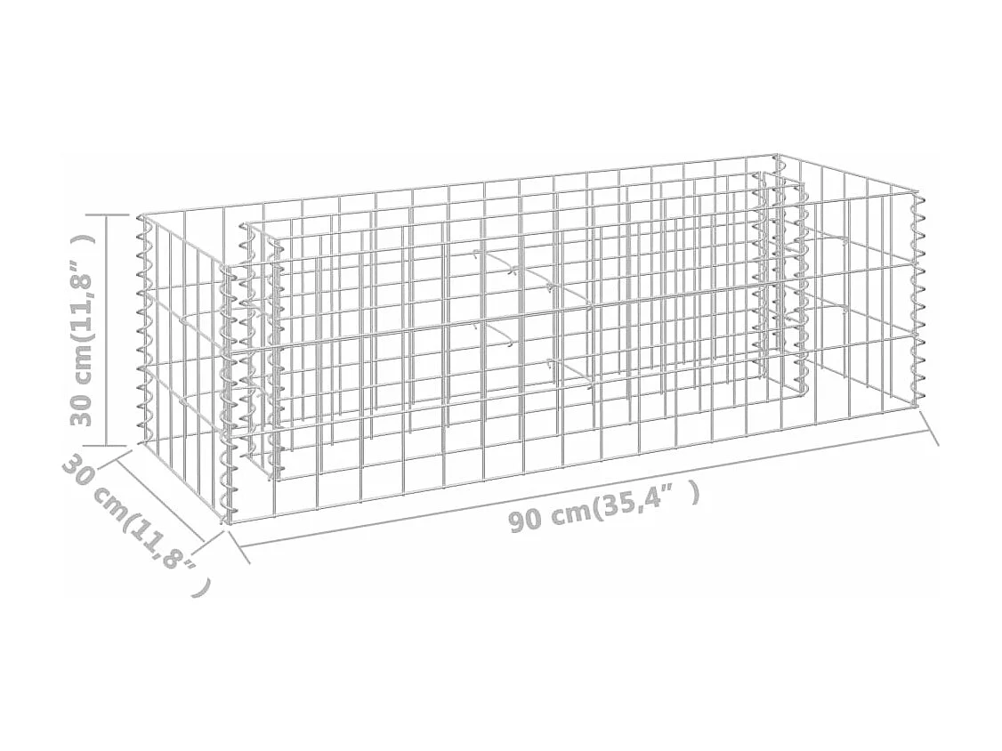 Lit surélevé à gabion Acier galvanisé 90x30x30 cm