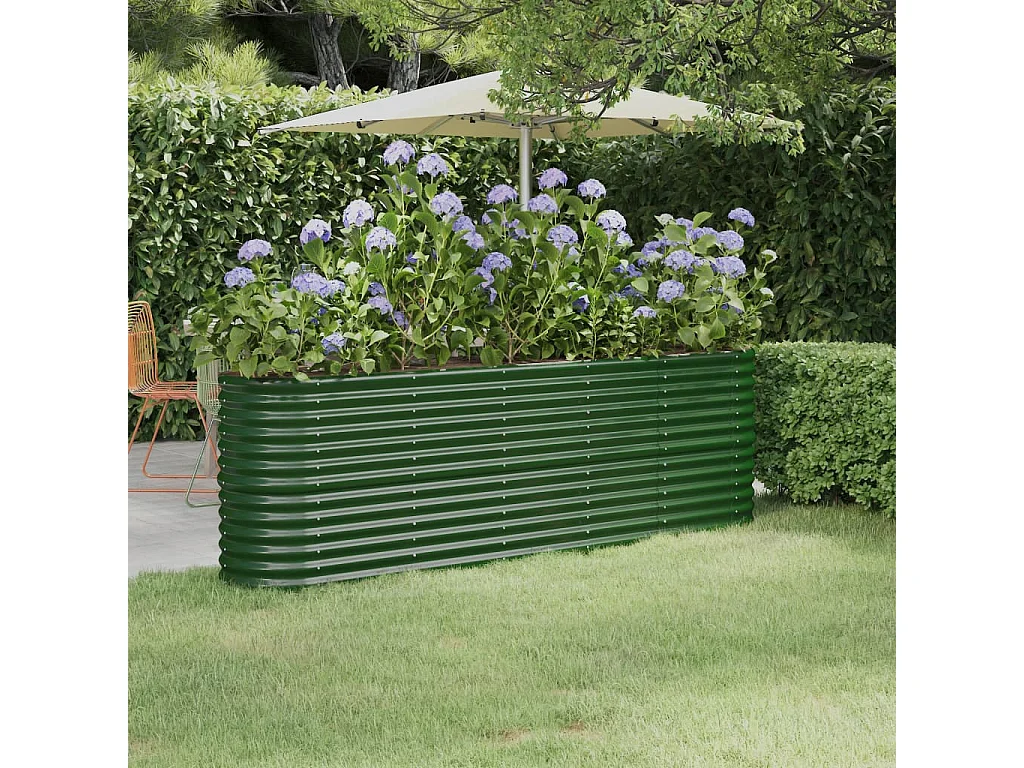 Lit surélevé de jardin Acier enduit de poudre 224x40x68 cm Vert