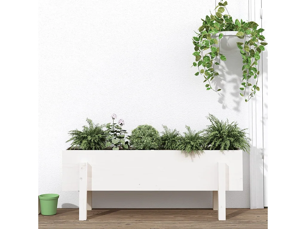 Arriate elevado de jardín madera maciza pino blanco 101x30x38cm