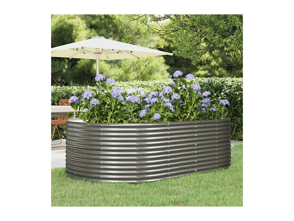 Lit surélevé de jardin Gris 212x140x68cm Acier enduit de poudre