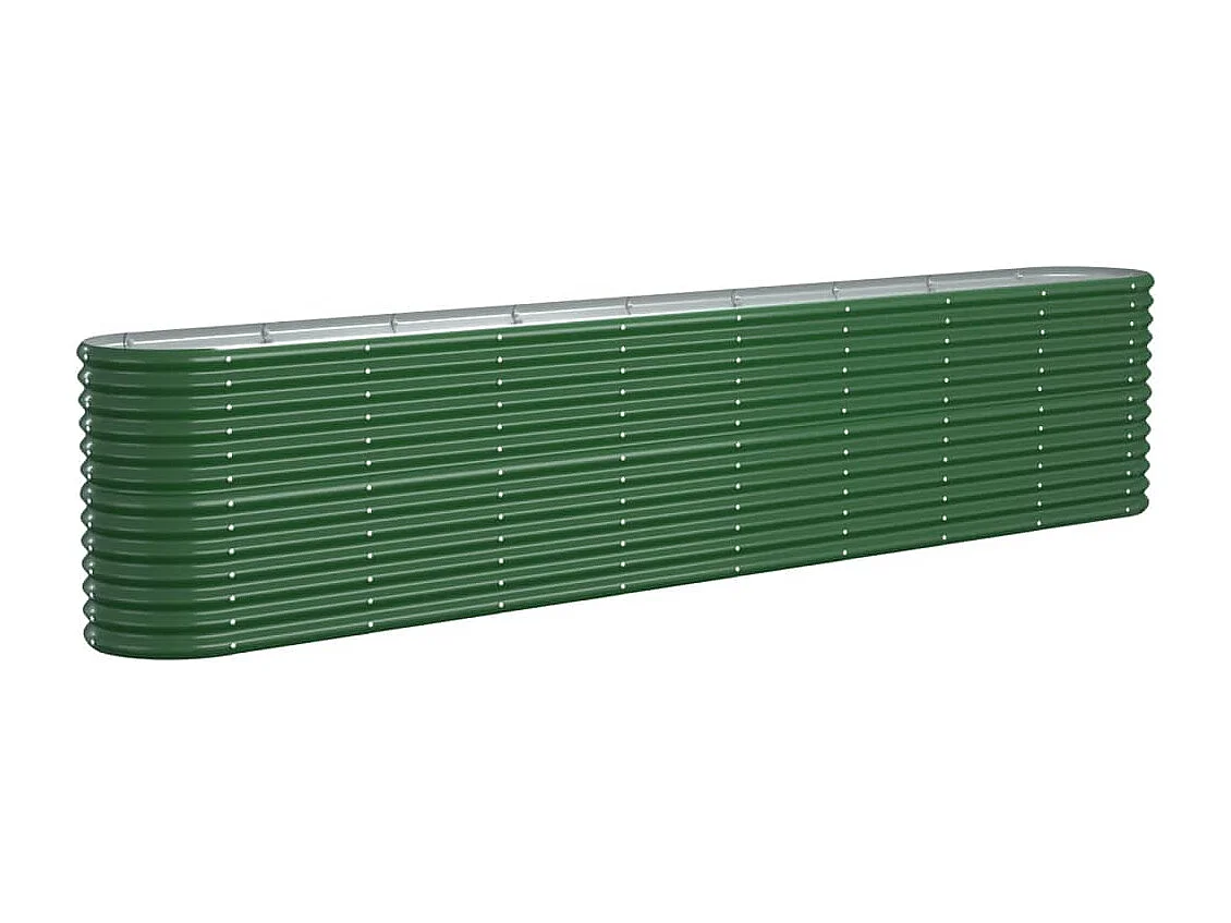 Lit surélevé de jardin Acier enduit de poudre 332x40x68 cm Vert
