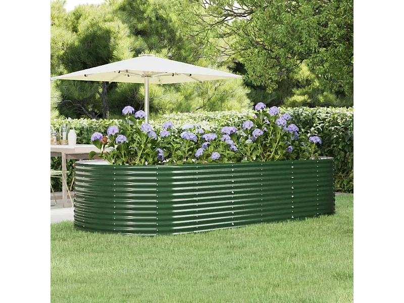 Jardinera arriate acero recubrimiento polvo verde 291x140x68 cm