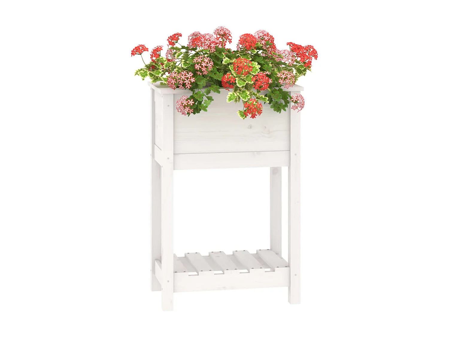 Jardinera de madera maciza de pino blanco 54x34,5x81 cm