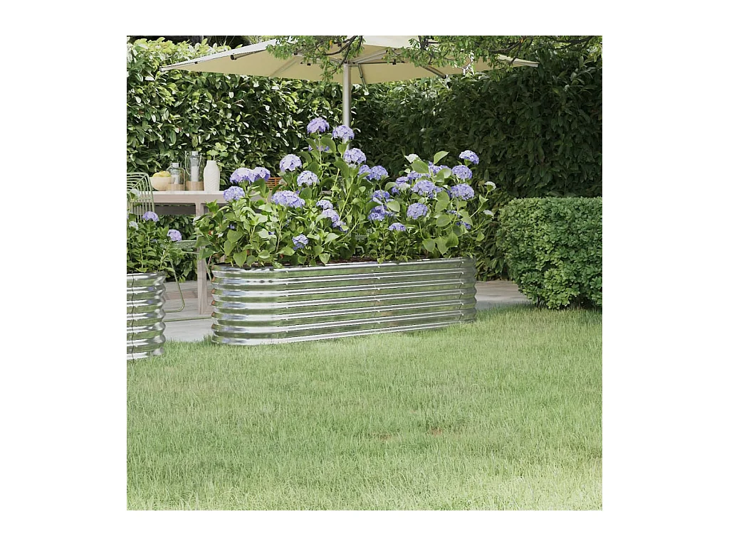 Lit surélevé de jardin Acier enduit de poudre Argenté