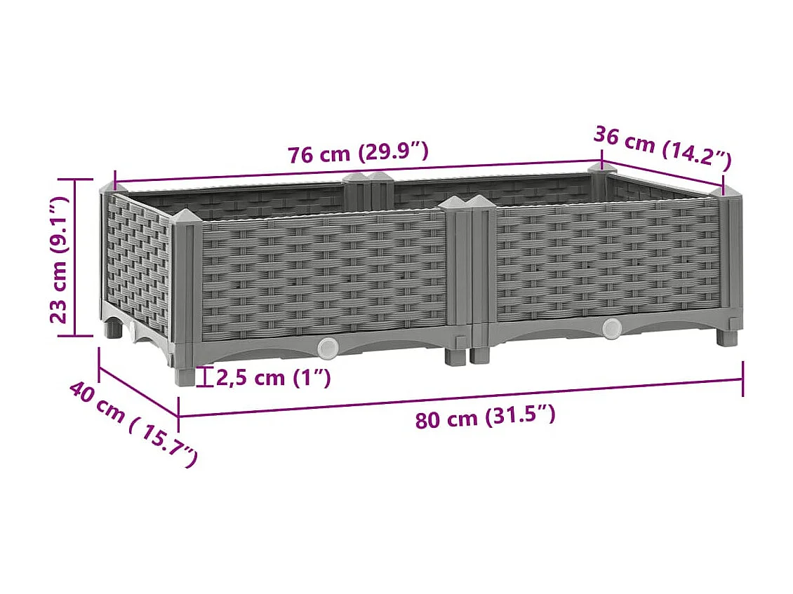 Arriate polipropileno 80x40x23 cm