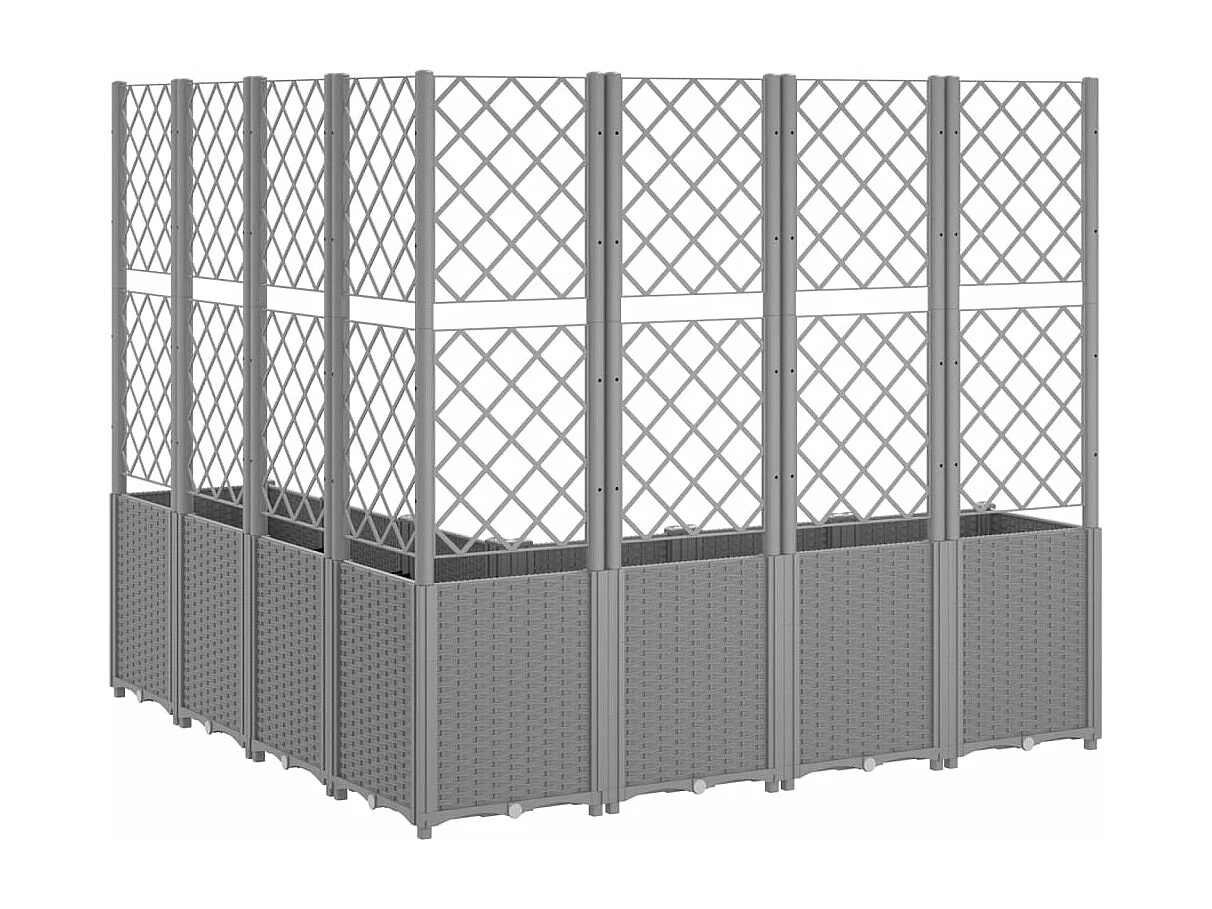 Jardinera con enrejado PP gris claro 160x160x140 cm