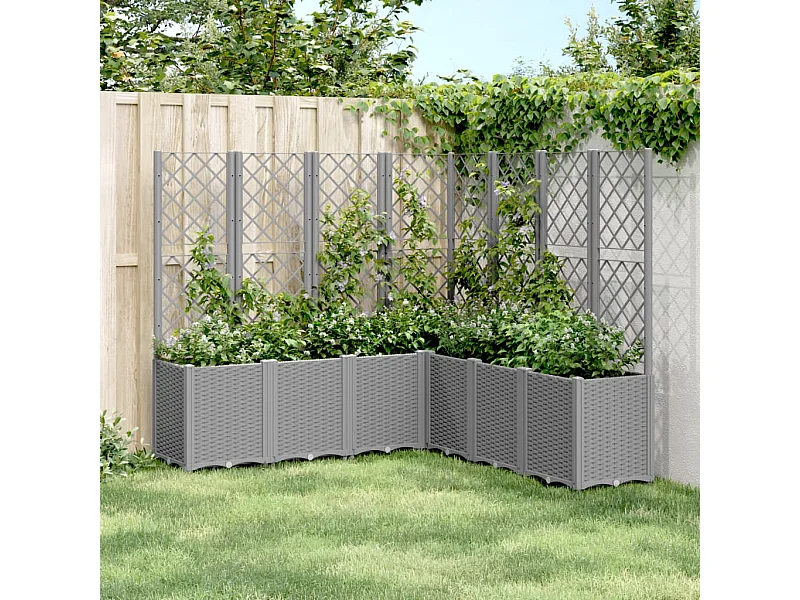 Jardinière avec treillis gris clair 160x160x140 cm PP