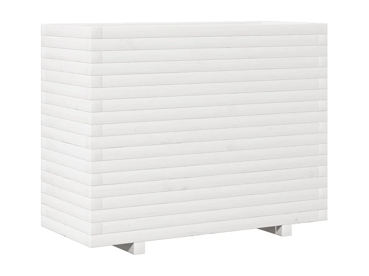 Jardinera de madera maciza de pino blanca 90x40x72 cm
