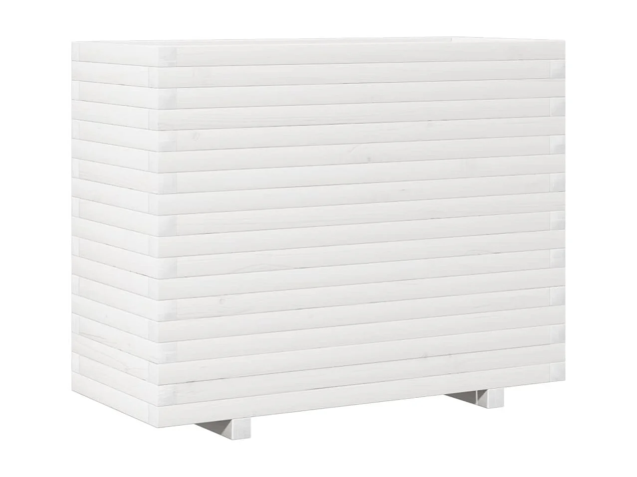 Jardinière blanc 90x40x72 cm bois de pin massif