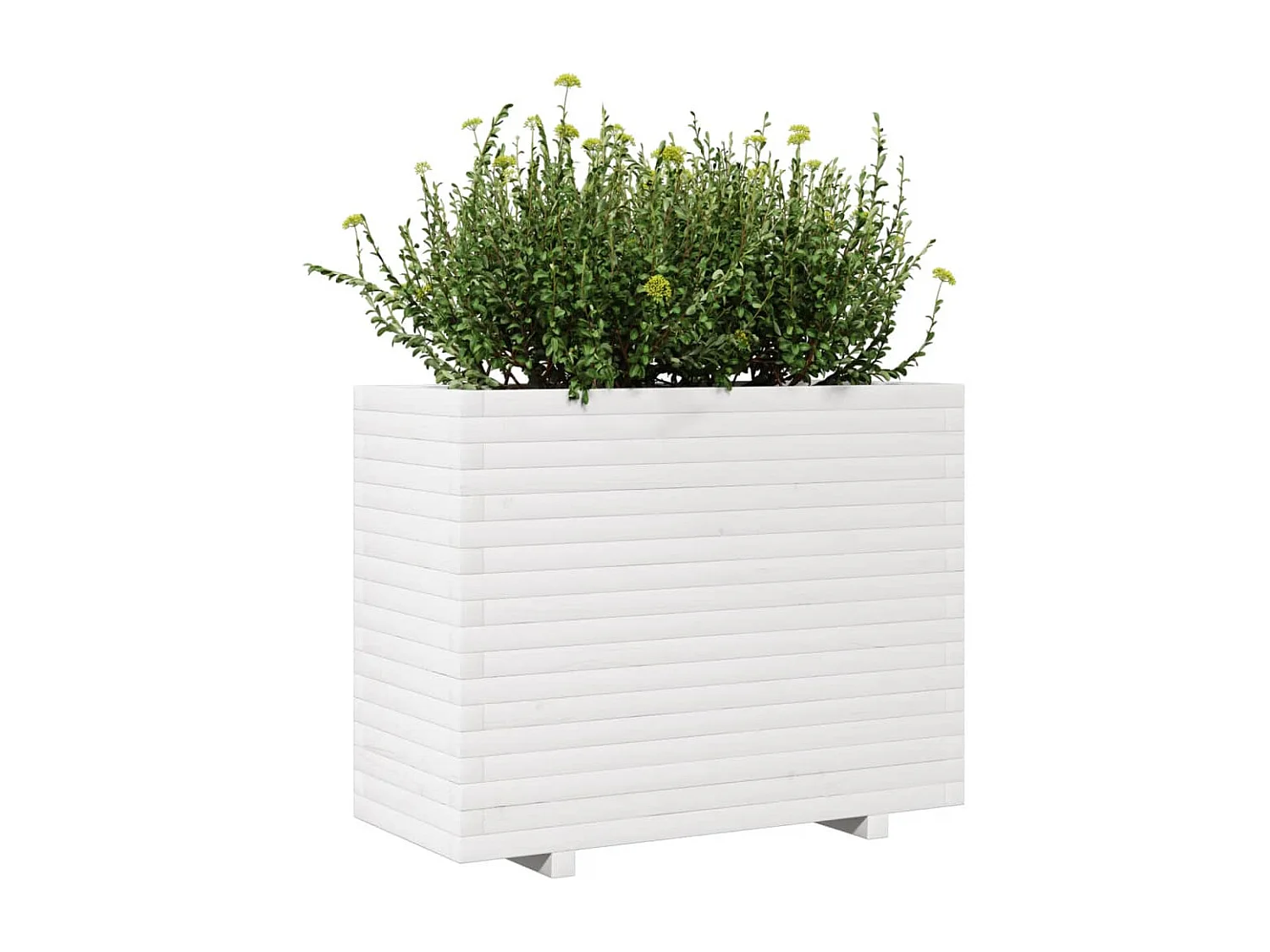 Jardinière blanc 90x40x72 cm bois de pin massif