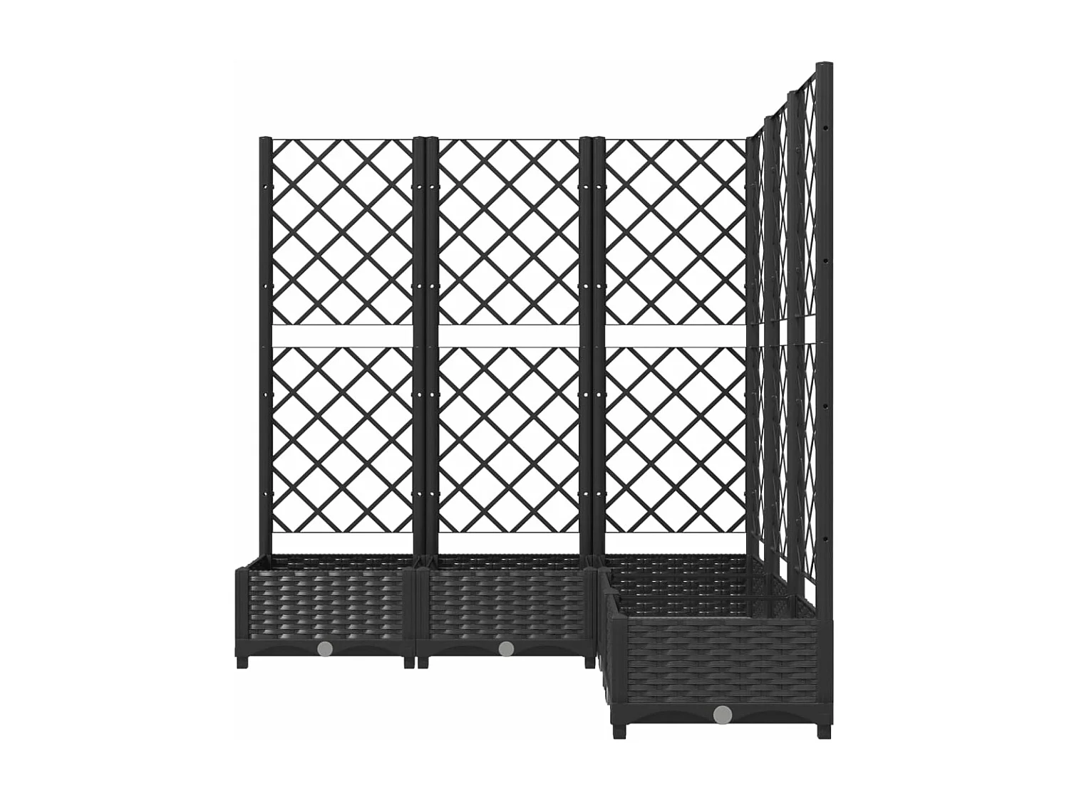 Jardinera con enrejado PP negro 120x120x121,5 cm