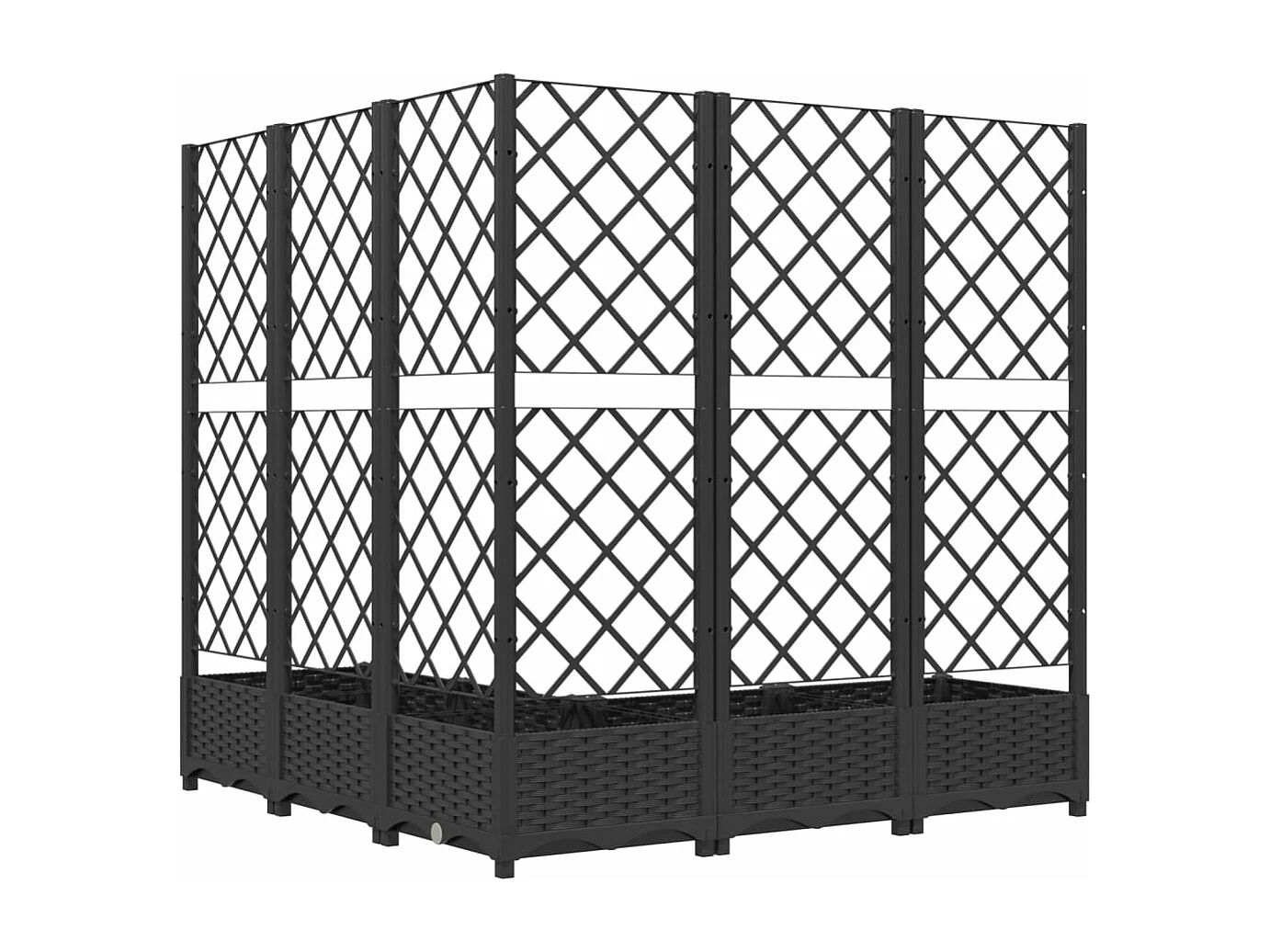 Jardinera con enrejado PP negro 120x120x121,5 cm