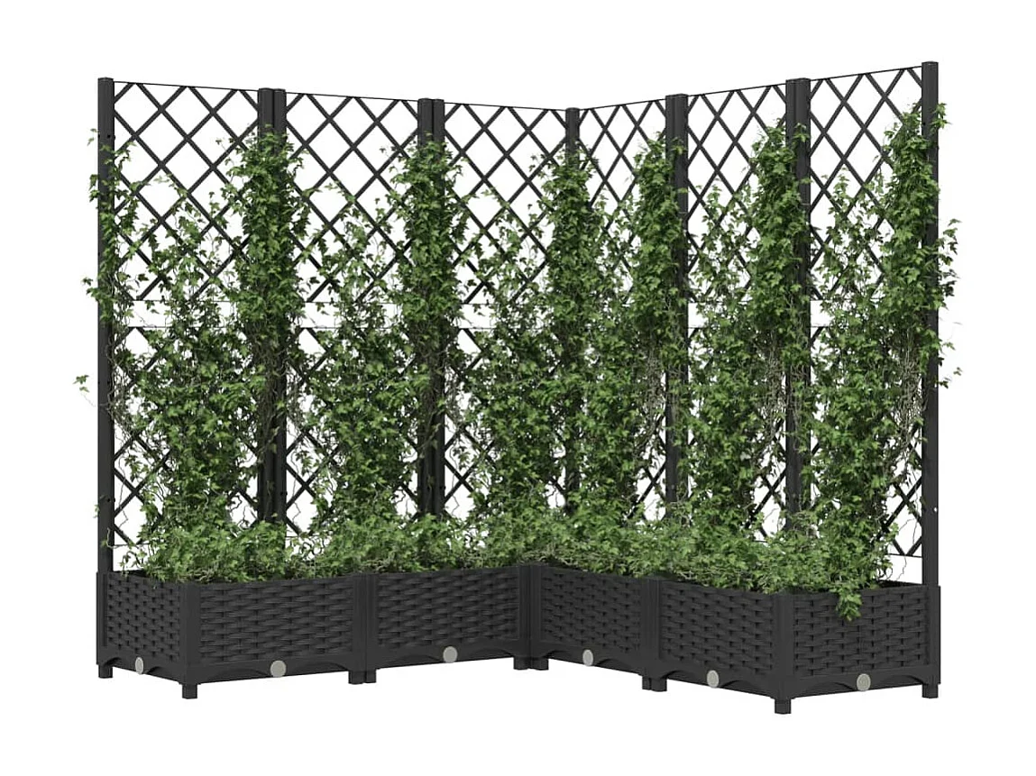 Vaso/floreira jardim c/ treliça 120x120x121,5 cm PP preto