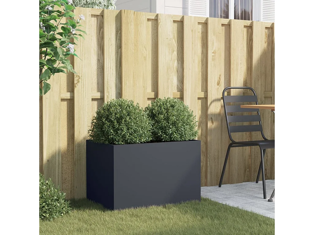Jardinière anthracite 62x40x39 cm acier laminé à froid
