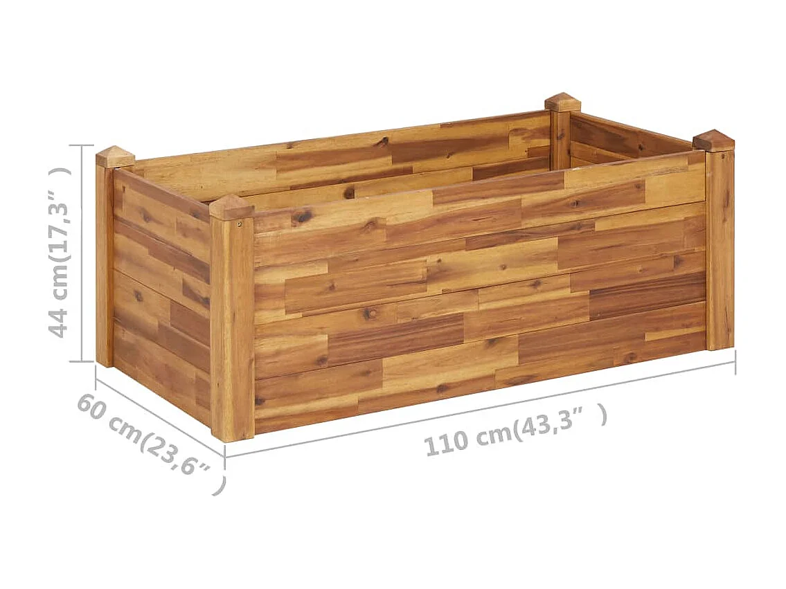 Arriate de madera maciza de acacia 110x60x44 cm