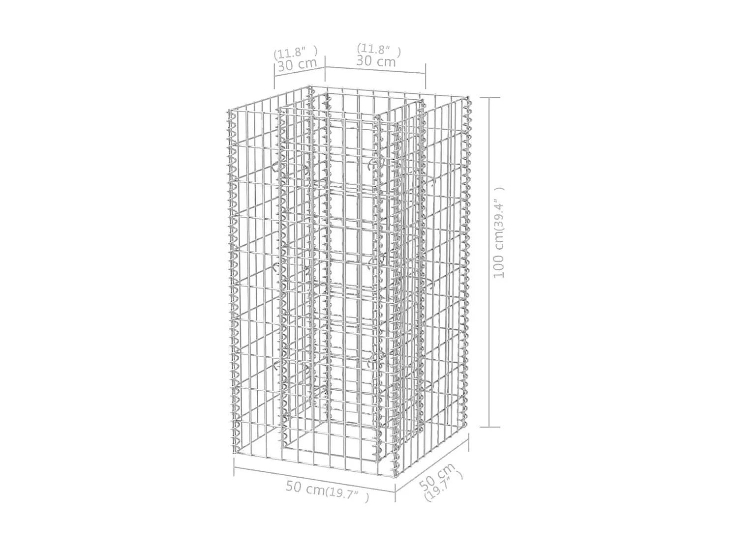 Lit surélevé à gabion Acier 50x50x100 cm