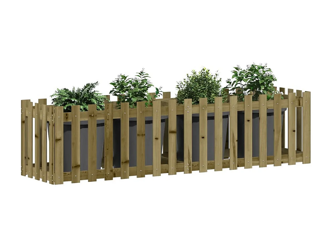 Arriate elevado jardín valla madera impregnada pino 200x50x50cm