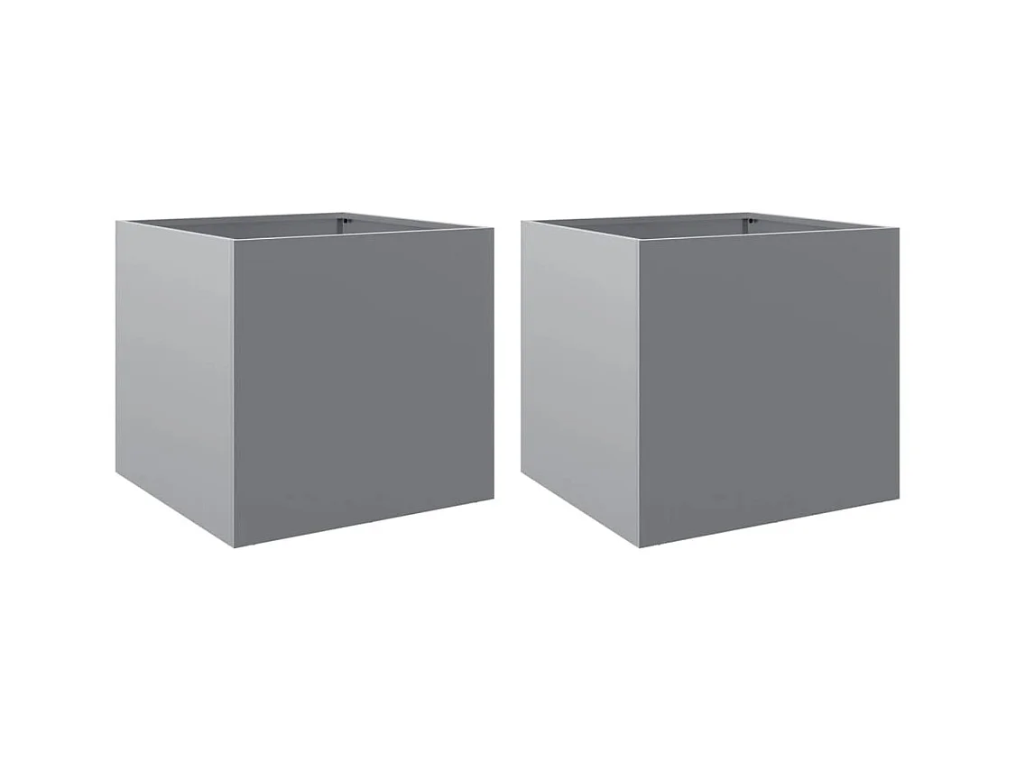 Jardineras 2 unidades acero galvanizado plateado 42x40x39 cm