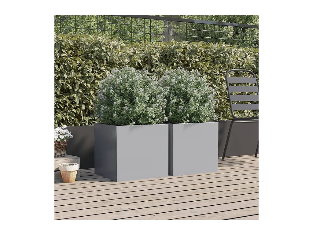 Jardineras 2 unidades acero galvanizado plateado 42x40x39 cm