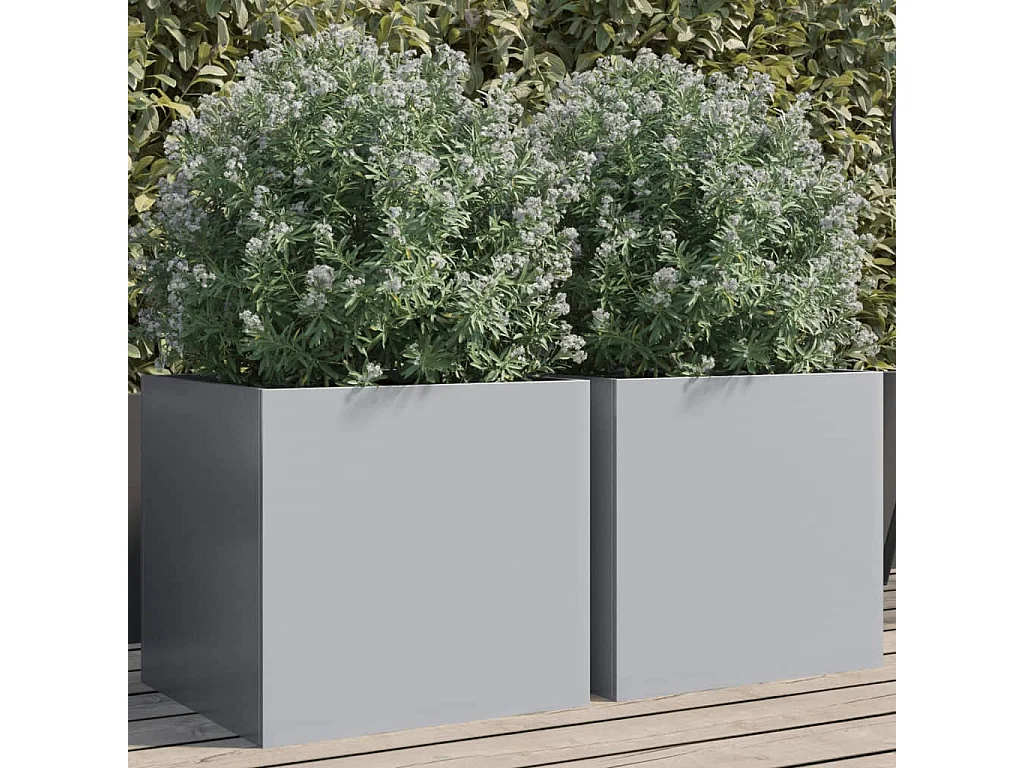 Jardineras 2 unidades acero galvanizado plateado 42x40x39 cm