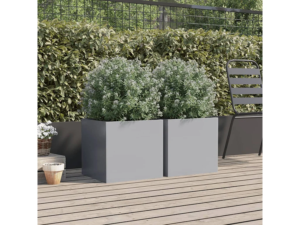 Jardineras 2 unidades acero galvanizado plateado 42x40x39 cm