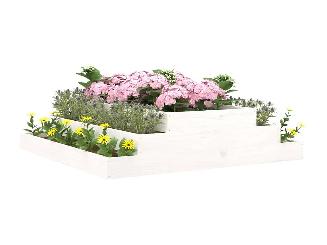 Vaso/floreira 110x110x27 cm pinho maciço branco