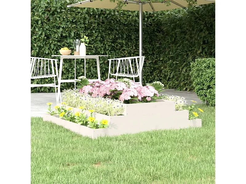 Jardinière Blanc 110x110x27 cm Bois massif de pin