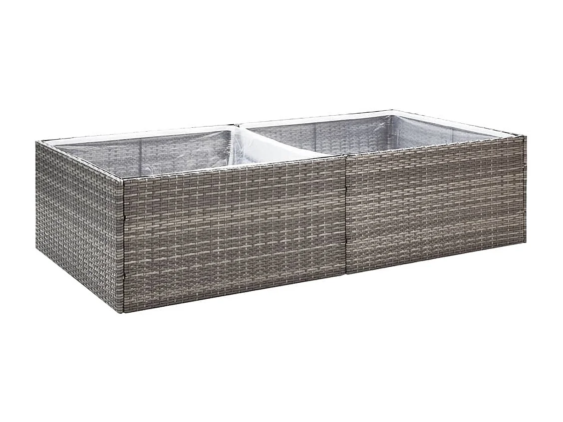 Vaso/floreira de jardim 157x80x40 cm vime PE cinzento