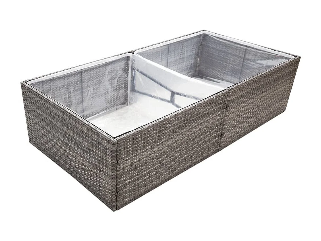 Vaso/floreira de jardim 157x80x40 cm vime PE cinzento