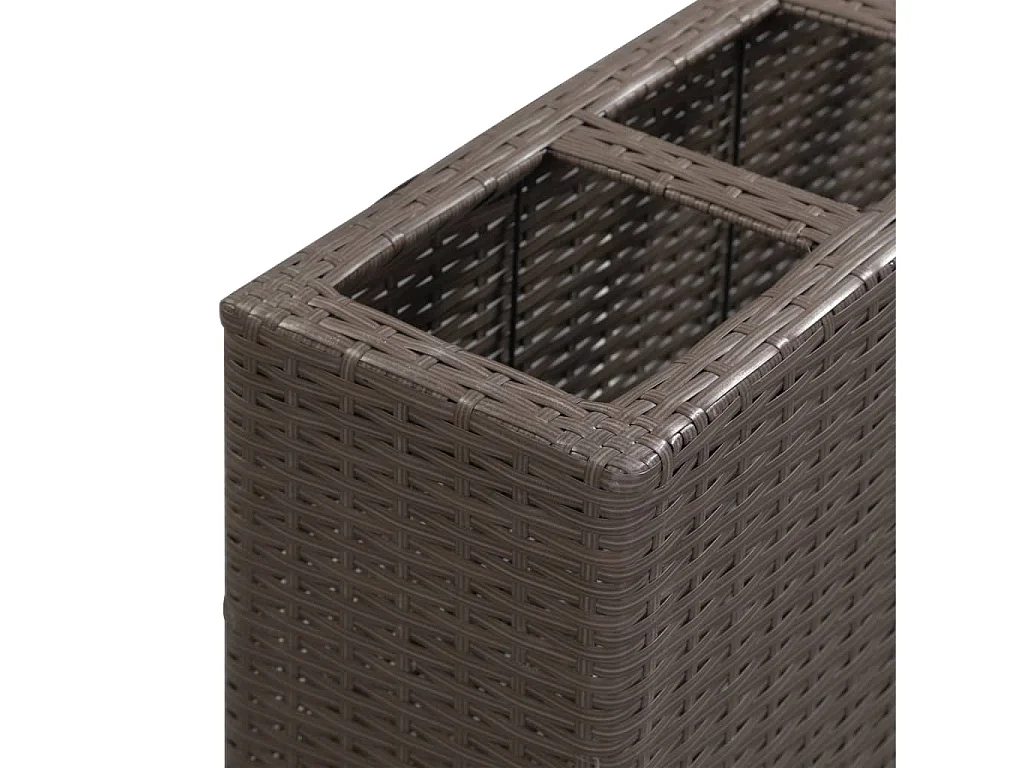 Arriate con 4 macetas de ratán sintético negro 80x22x79 cm