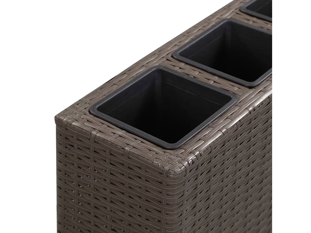 Arriate con 4 macetas de ratán sintético negro 80x22x79 cm