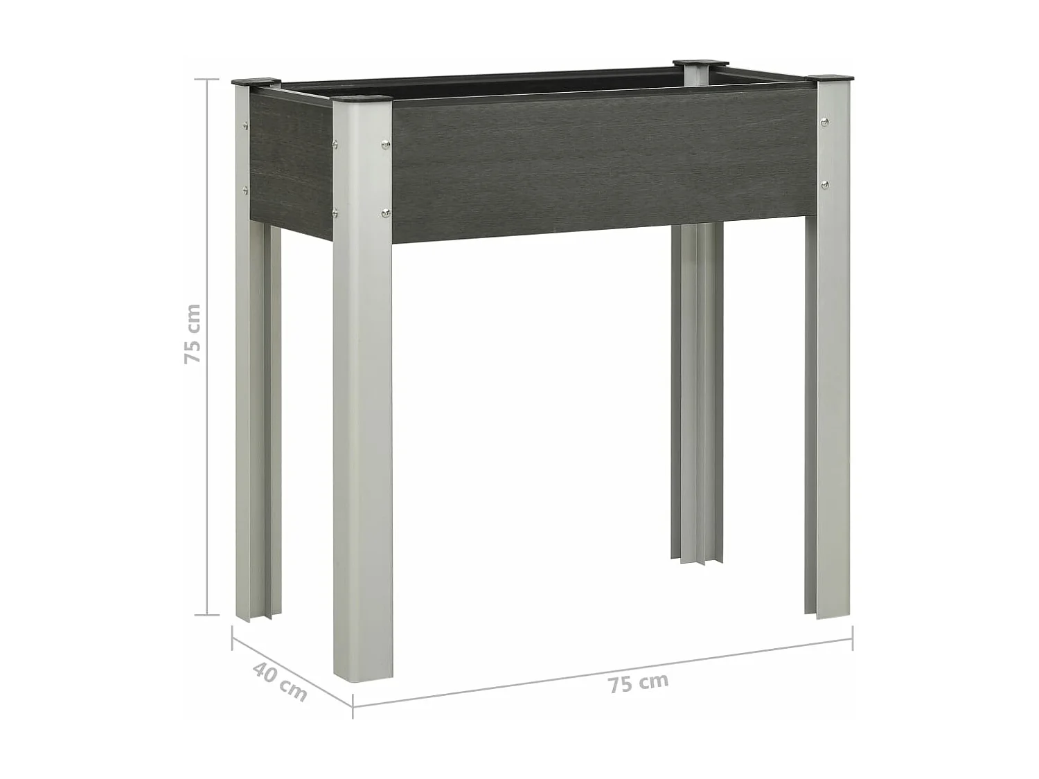 Canteiro elevado de jardim 75x40x75 cm WPC cinzento