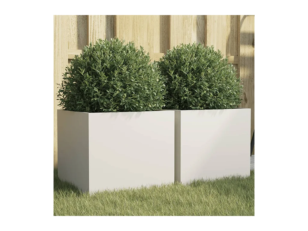 Vasos/floreiras 2 peças 32x30x29 cm aço laminado a frio branco