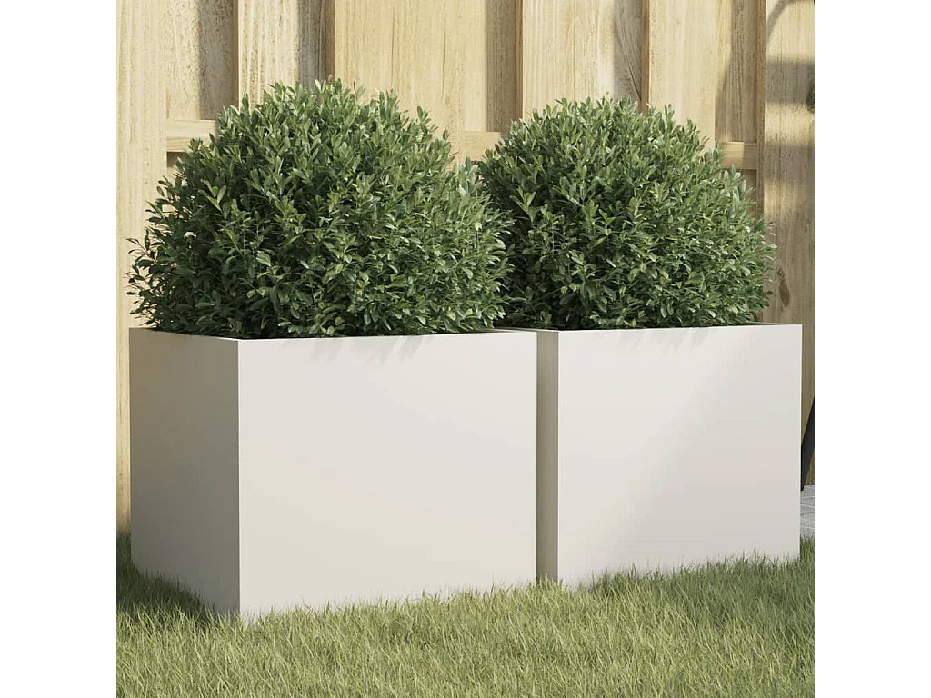 Vasos/floreiras 2 peças 32x30x29 cm aço laminado a frio branco