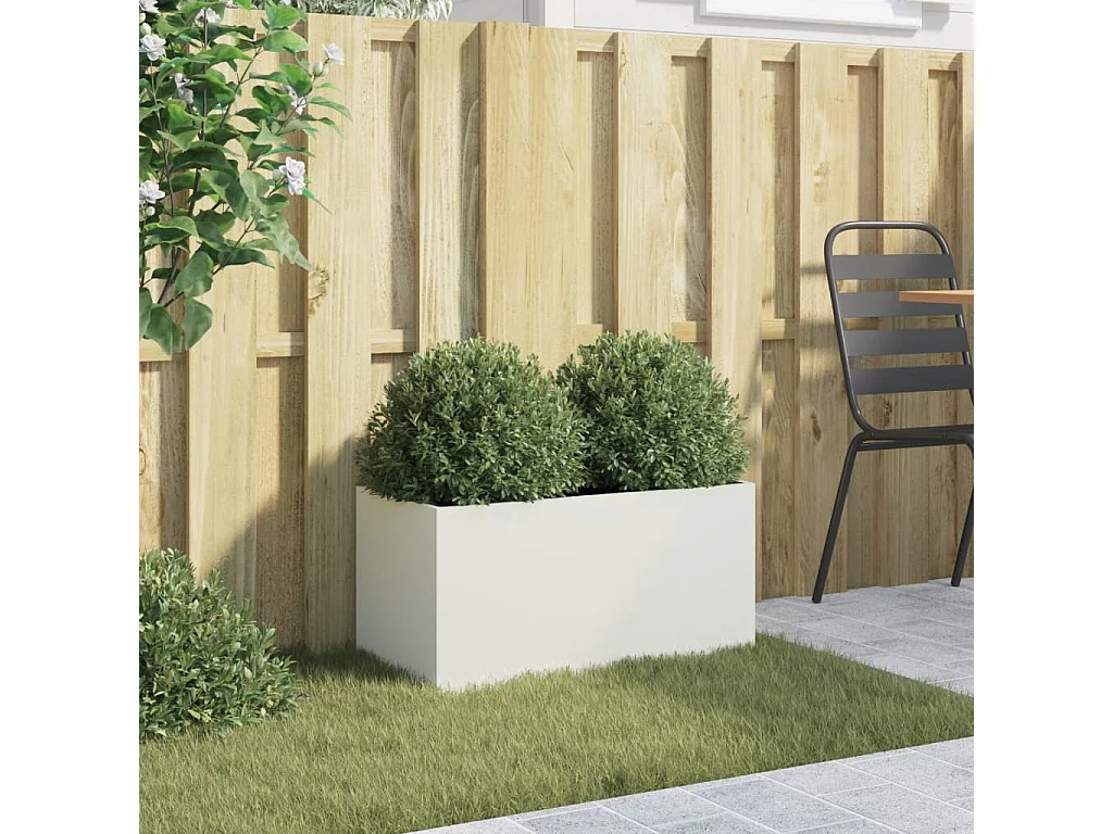 Vaso/floreira 62x30x29 cm aço laminado a frio branco