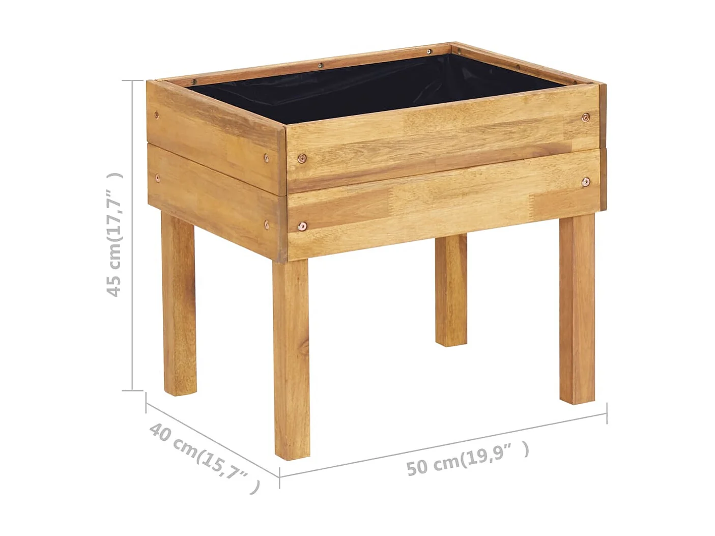 Jardinera elevada de madera maciza de acacia 50x40x45 cm