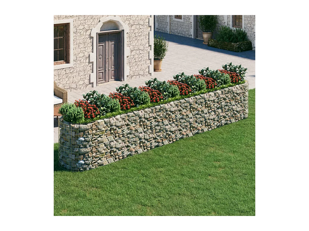 Lit surélevé à gabion Fer galvanisé 600x100x100 cm