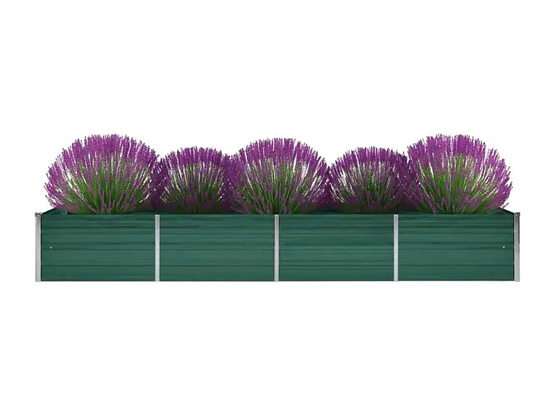 Arriate de jardín de acero galvanizado verde 320x80x45 cm