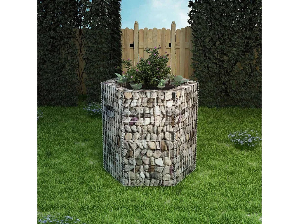 Lit surélevé à gabion hexagonale 100x90x100 cm